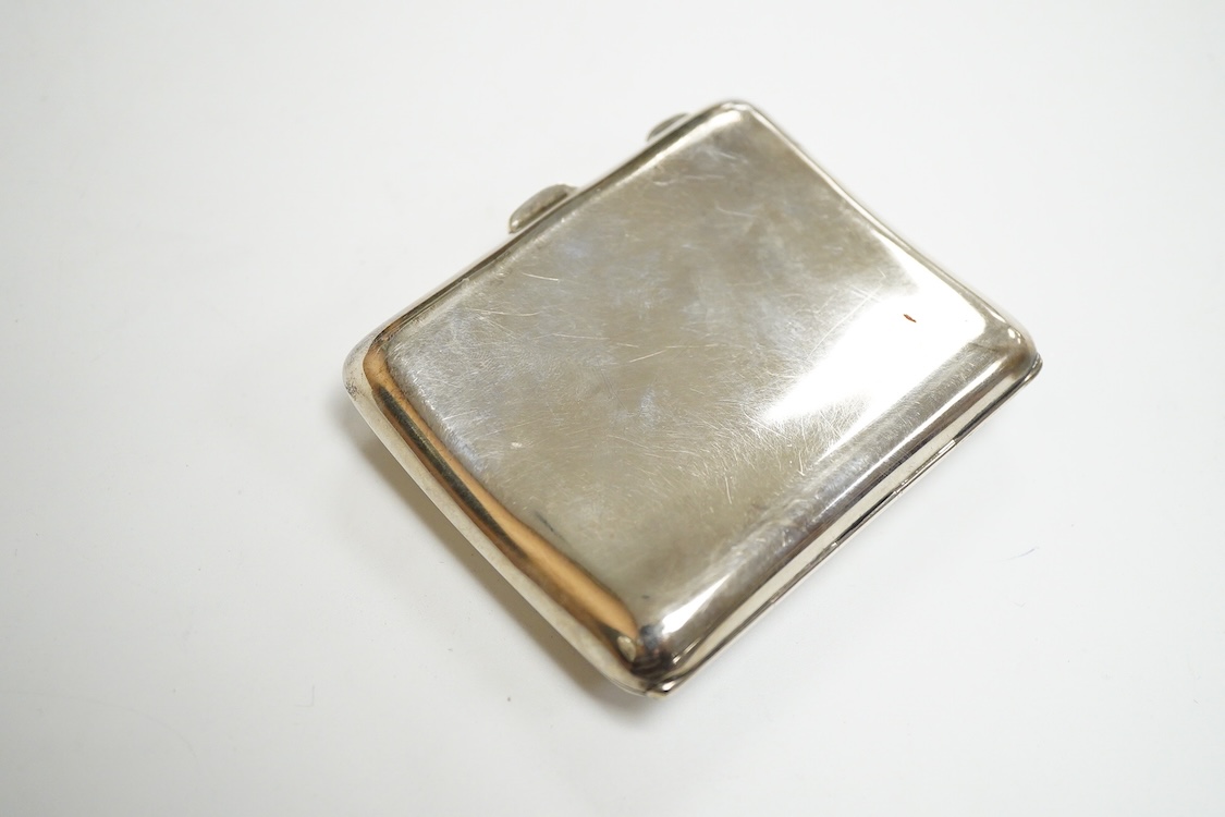 A George V silver cigarette case, William Neale Ltd, Birmingham, 1915, 85mm, 2.5oz.